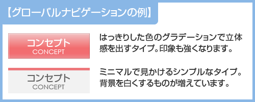 グローバルナビゲーションの例